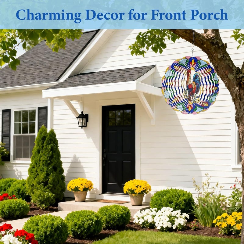 WAZZIO Chicken Wind Spinners Outdoor, Chicken Gifts for Women Men Mom Dad, Hanging Wind Sculptures Spinners for Christmas, 12 inch Outdoor Indoor Hanging Ornament for Garden Porch Backyard Lawn - Image 5